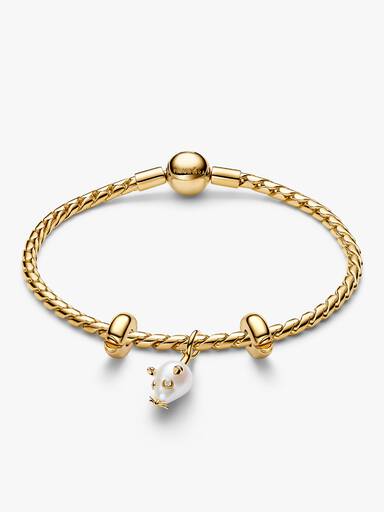 Geschenkset-Armband mit Behandelte Barocke Süßwasserzuchtperle Maus Charm-Anhänger