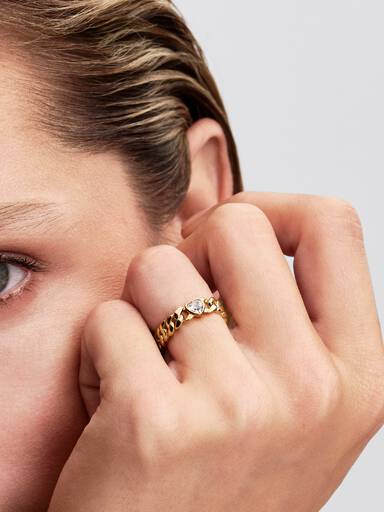 Herz Cuban-Kette Ring