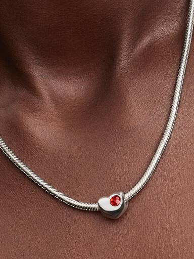 Gravierbares Roter Stein Herz-Charm
