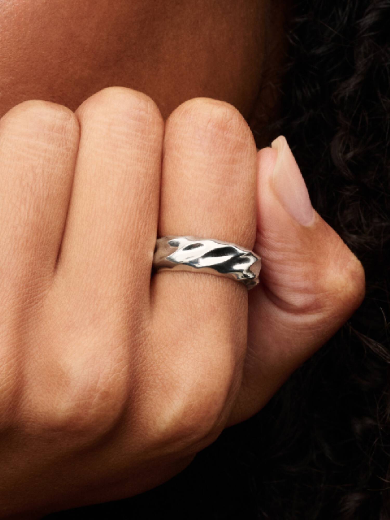 Gewellter Breiter Band-Ring