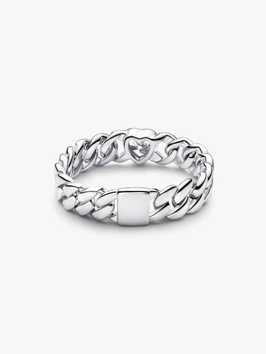 Herz Cuban-Kette Ring