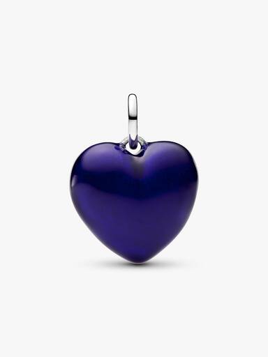 Blaues Rundliches Herz Charm-Anhänger