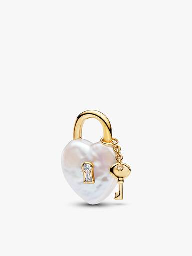 Halsketten-Set mit Behandelte Barocke Süßwasserzuchtperle Vorhängeschloss Charm-Anhänger