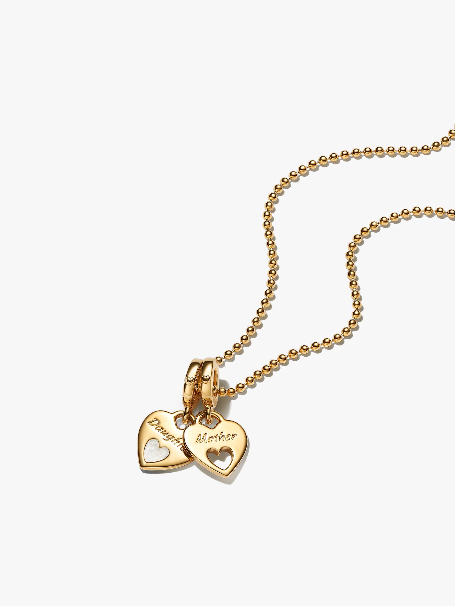 Schmuckset Familie Halskette & Doppelter Herz Charm-Anhänger
