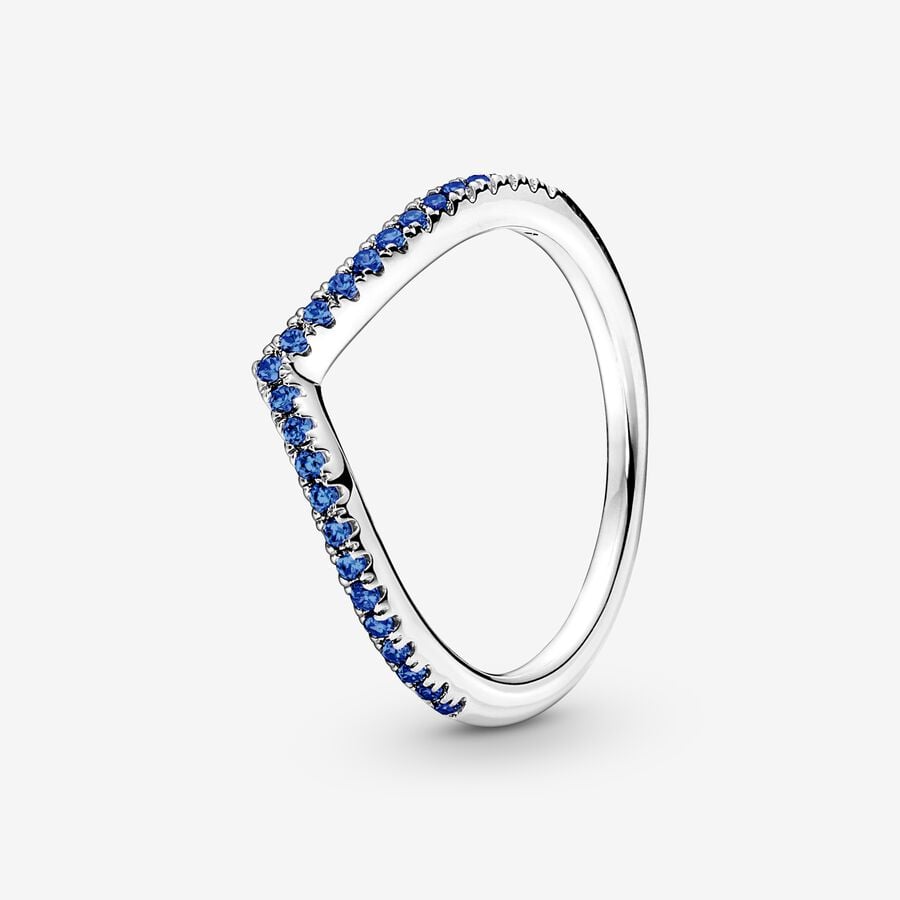 Pandora Timeless Wishbone Funkelnder Blauer Ring image number 0