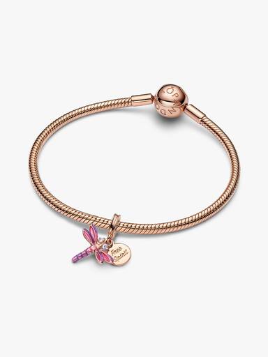 Rosa Libelle Doppelter Charm-Anhänger