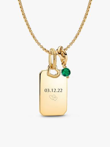 Mai Ewigkeitskreis Charm-Anhänger & gravierbarer Anhänger Kettenset