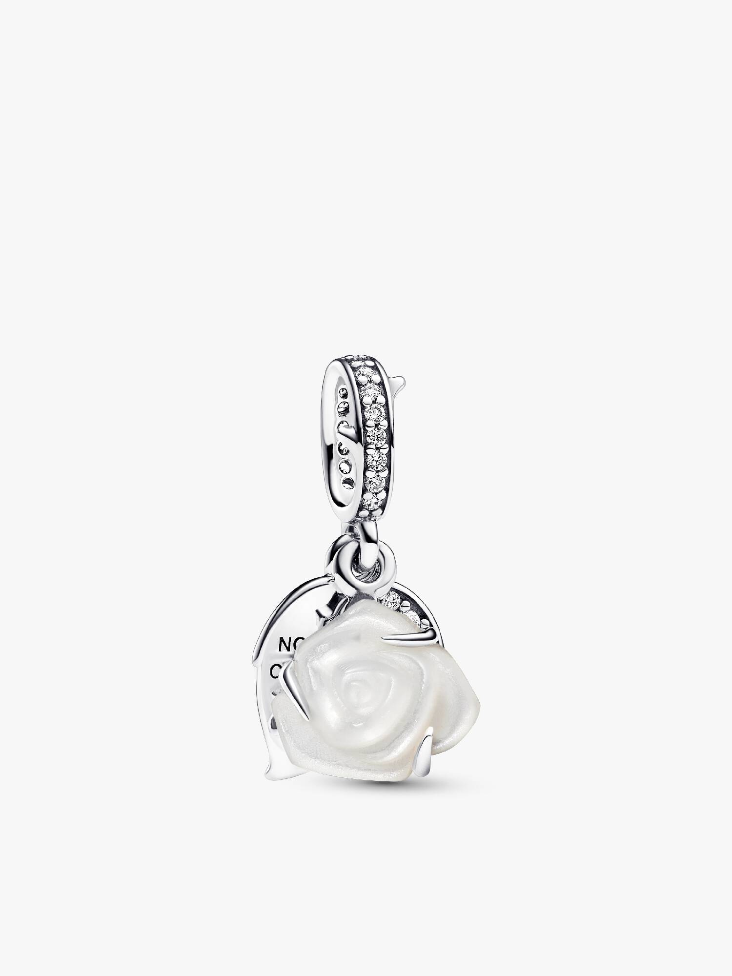 Weiße Blühende Rose Doppelter Charm-Anhänger