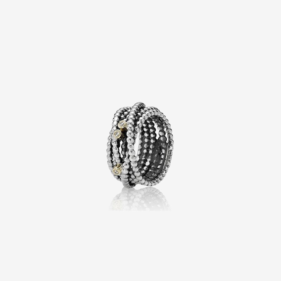 Entangled Beauty, Silver ring, 14k, 0.03ct TW h/vs diamonds image number 0