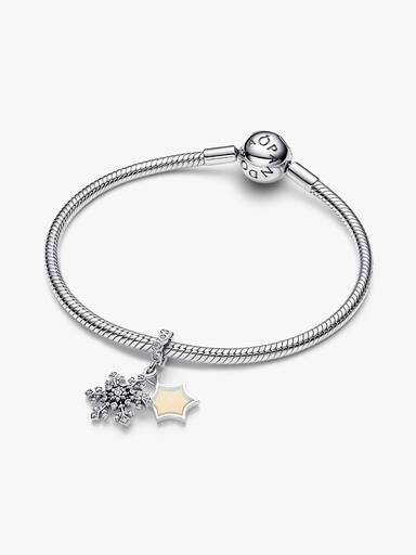 Schillernde Schneeflocke Doppelter Charm-Anhänger