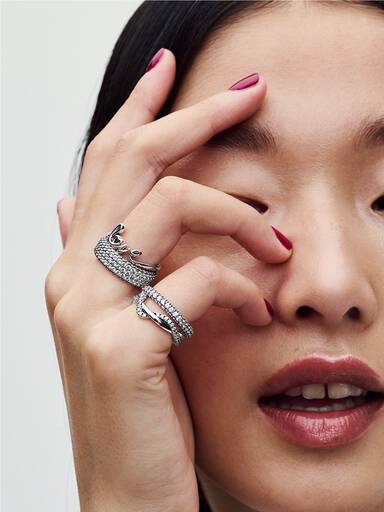Funkelnde Verschlungene Welle Ring
