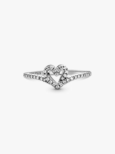 Funkelnder Wishbone Herz Ring