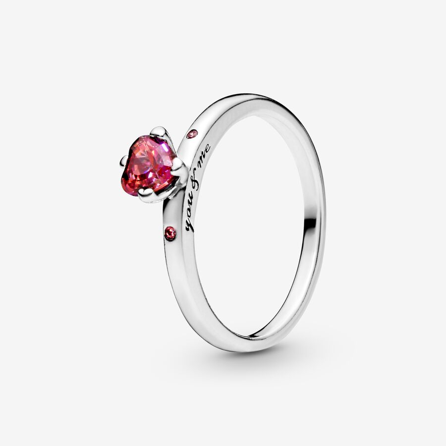 Funkelndes Rotes Herz Ring
