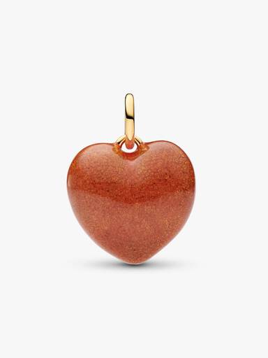 Orangefarbenes Rundliches Herz Charm-Anhänger
