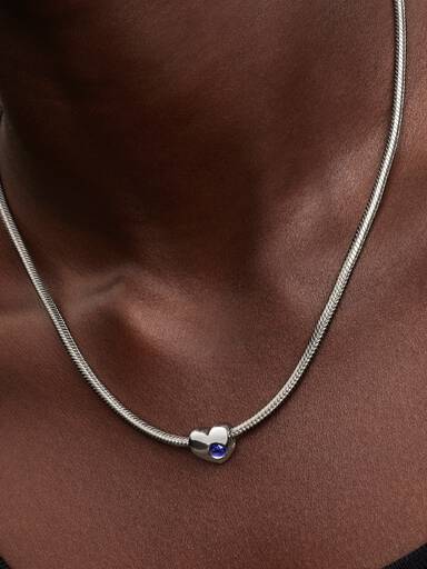 Gravierbares Blauer Stein Herz-Charm