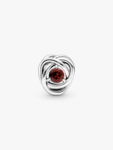 Januar Geburtsstein Roter Ewigkeitskreis Charm