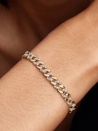 Bicolor Pavé Cuban-Kettenarmband