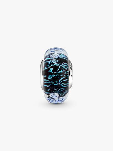 Welliges dunkelblaues Ozean Murano-Glas Charm
