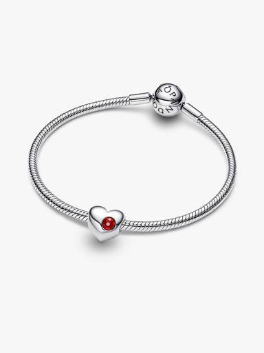 Gravierbares Roter Stein Herz-Charm