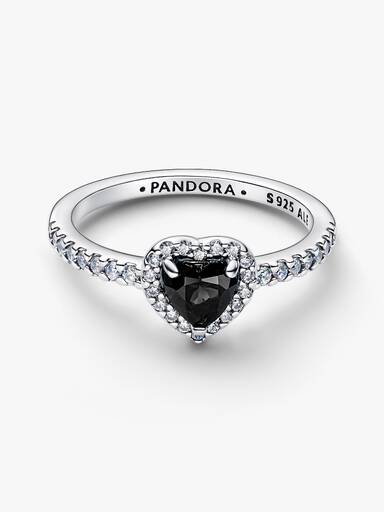Erhabenes schwarzes Herz Ring