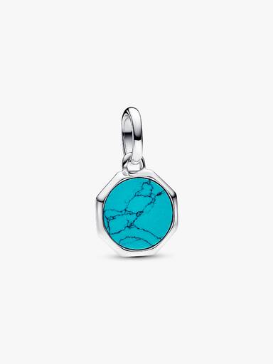 Türkisfarbenes gravierbares Mini-Medaillon-Charm