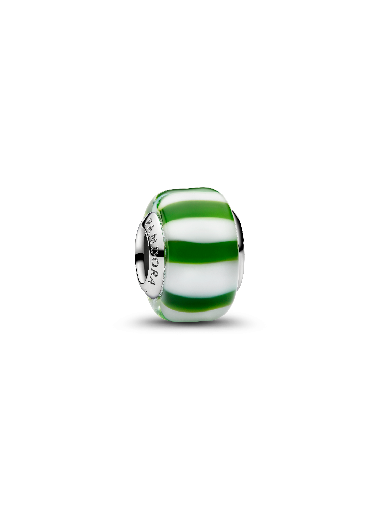 Grün-Weiß Gestreiftes Murano-Glas Charm 
