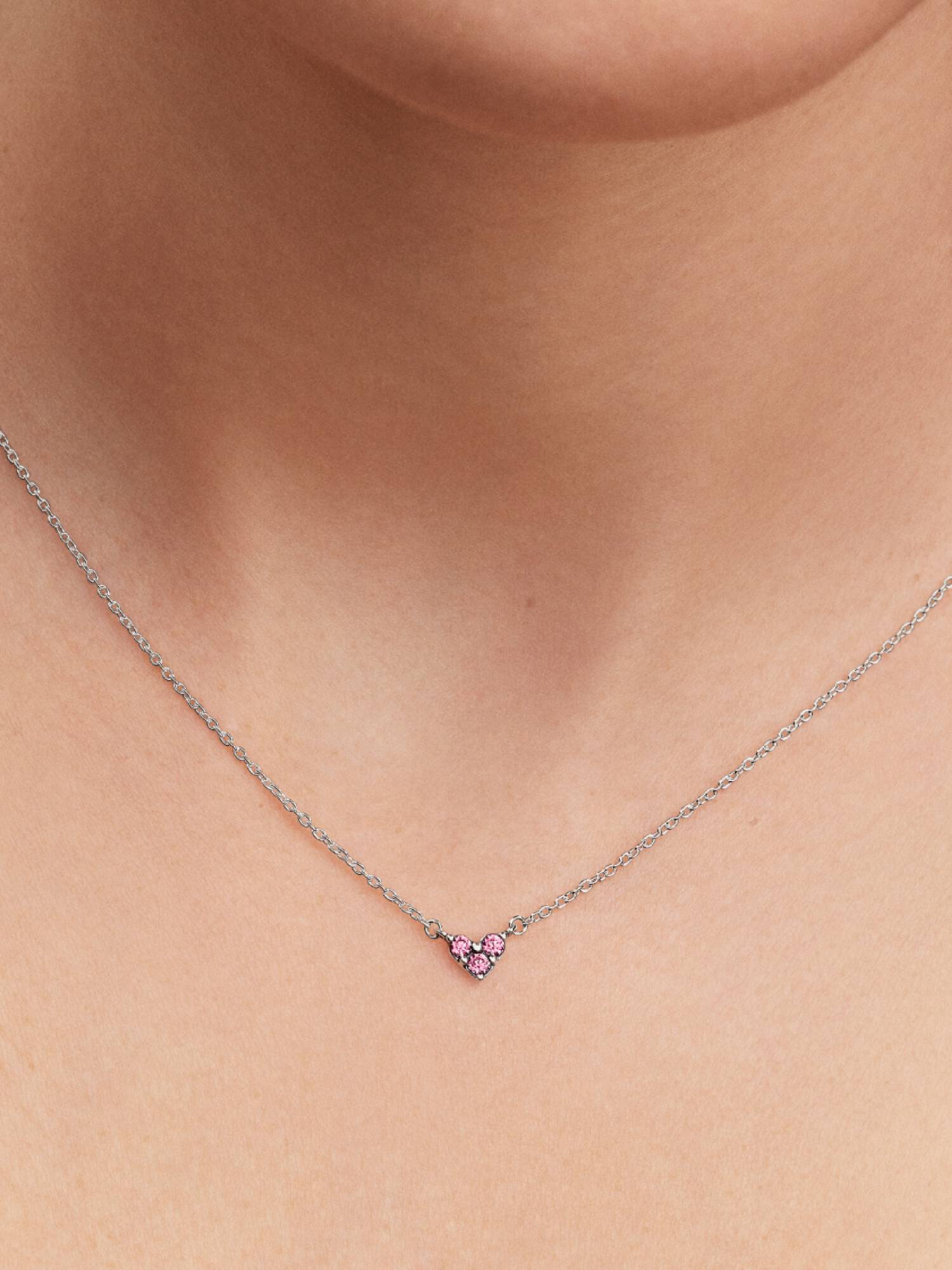 Drei Steine Rosafarbenes Herz Collier-Halskette