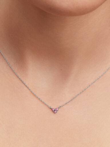 Drei Steine Rosafarbenes Herz Collier-Halskette