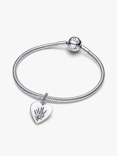 Gravierbarer Herz Charm-Anhänger mit Lavendel