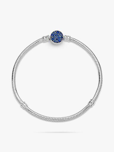 Pandora Moments Schlangen-Gliederarmband mit Funkelndem Blauem Scheibenverschluss