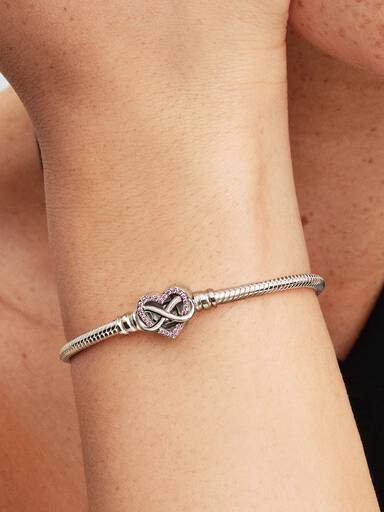 Funklender Rosafarbener Unendlichkeits-Herzverschluss Schlangen-Gliederarmband