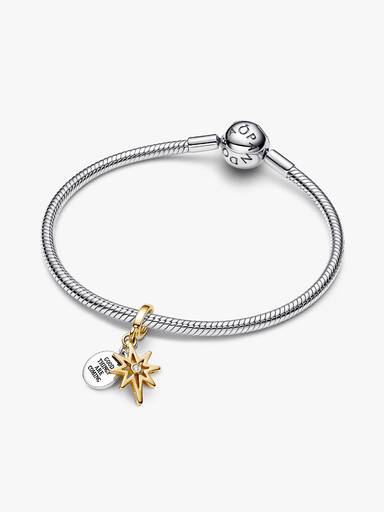 Gravierbarer Polarstern Charm-Anhänger mit im Labor gezüchtetem Diamanten