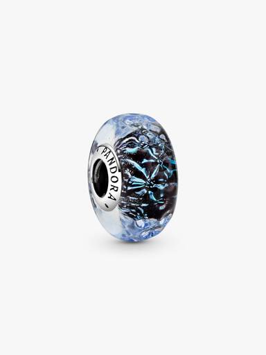 Welliges dunkelblaues Ozean Murano-Glas Charm
