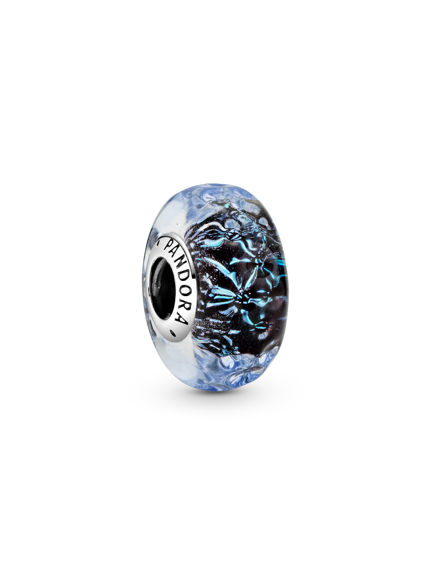 Welliges dunkelblaues Ozean Murano-Glas Charm