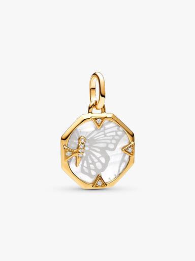Pandora ME Perlmuttfarbener Schmetterling Medaillon-Charm