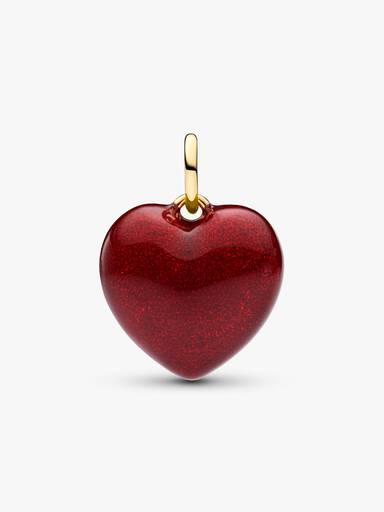 Rotes Rundliches Herz Charm-Anhänger