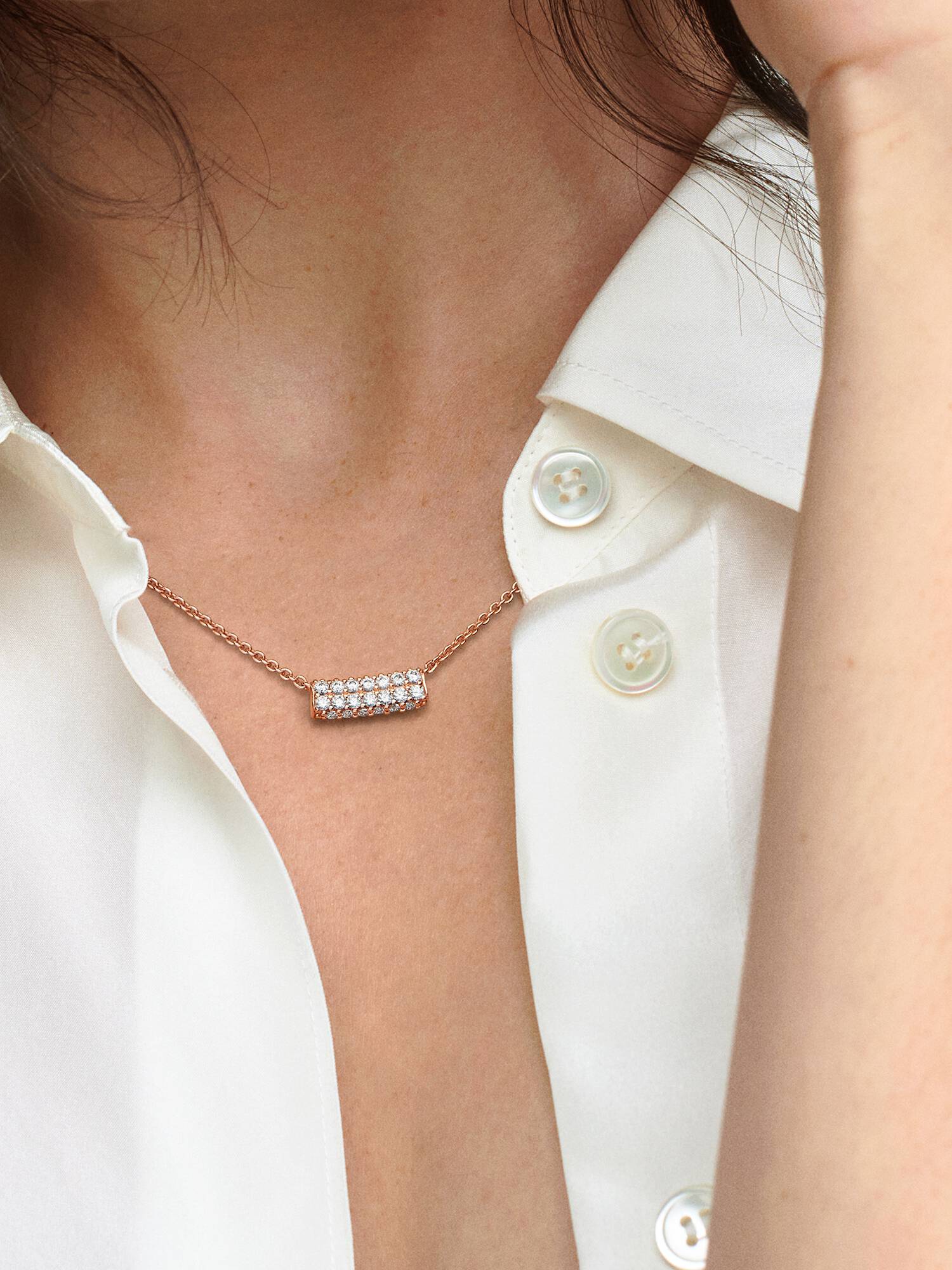 Pandora Timeless Doppelreihige Pavé-Stab Collier-Halskette