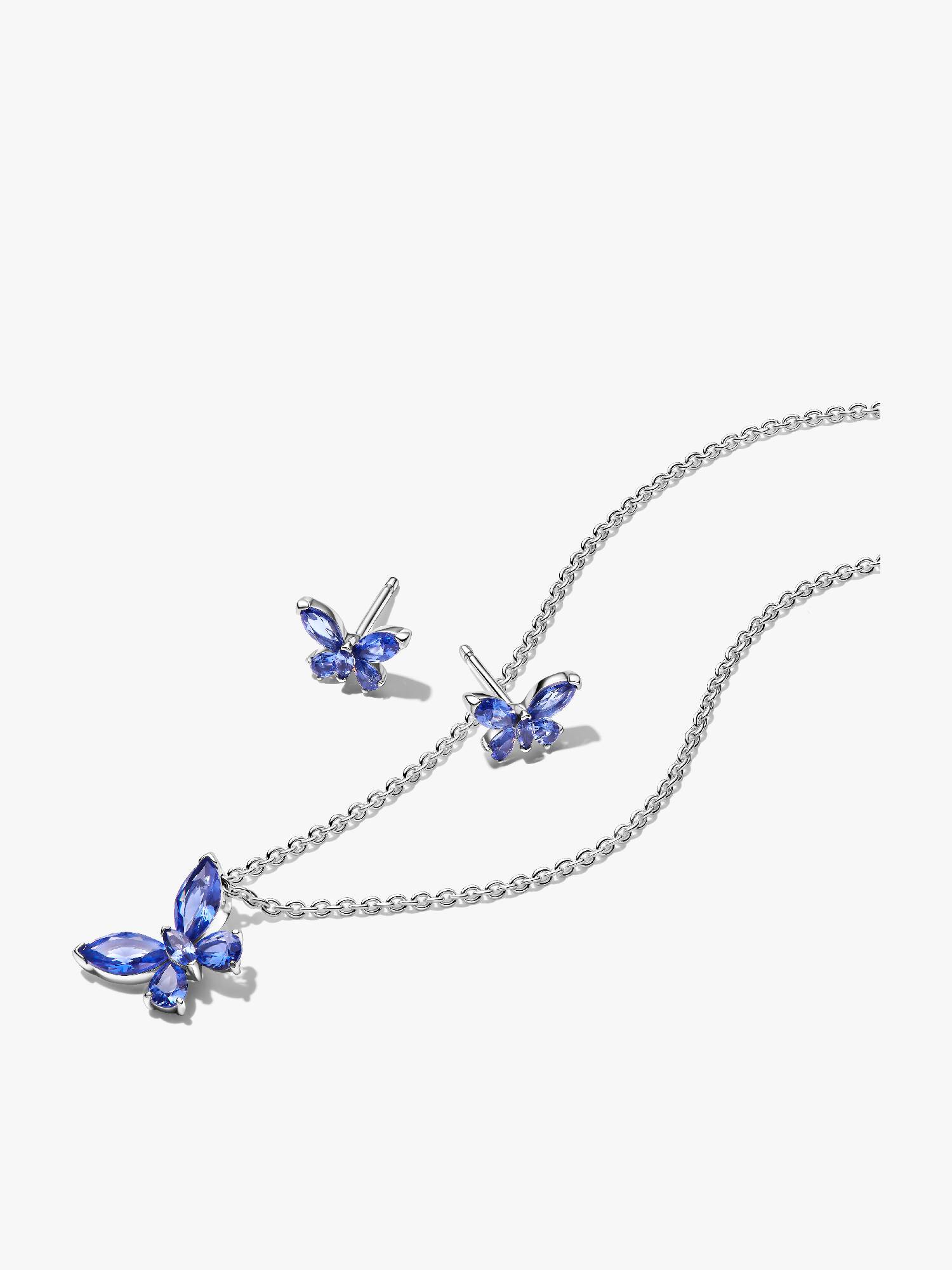 Schmuckset  Blauer Schmetterling Halskette & Ohrring Set