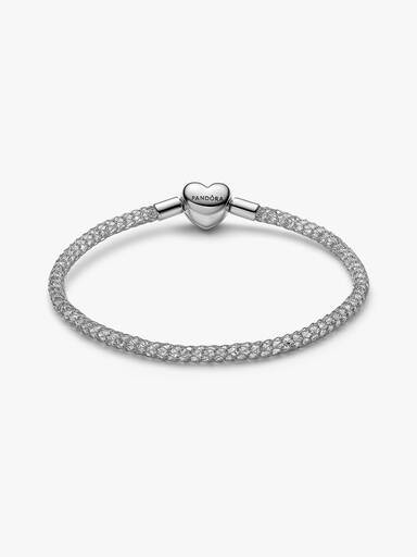 Funkelndes Herzverschluss Mesh-Armband