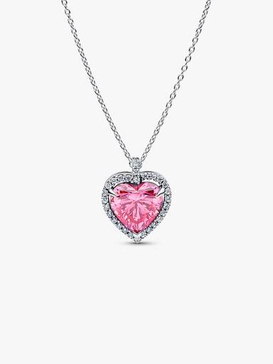 Rosafarbener Strahlenkranz Herz Collier-Halskette