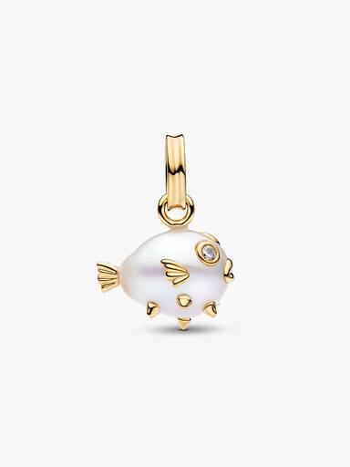 Behandelte Barocke Süßwasserzuchtperle Kugelfisch Charm-Anhänger