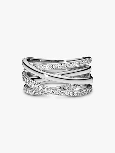 Funkelnde und Polierte Linien Ring