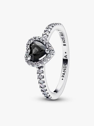 Erhabenes schwarzes Herz Ring