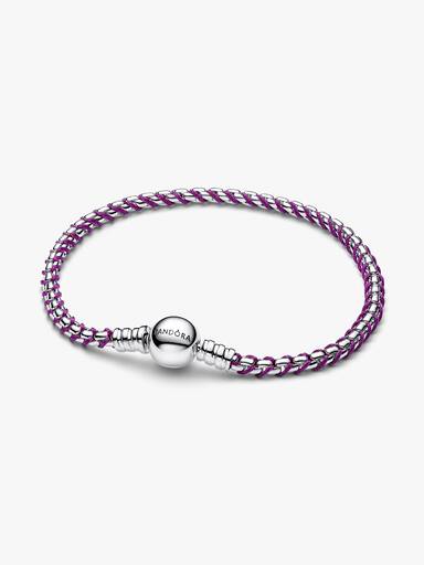 Lilafarbene Kordel Kastenkette Armband