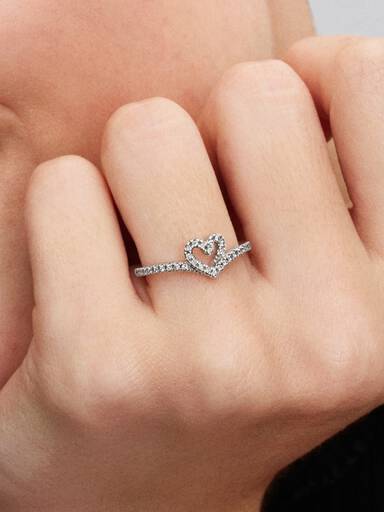 Funkelnder Wishbone Herz Ring