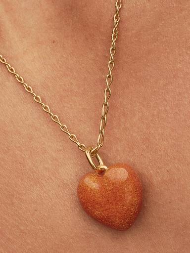 Orangefarbenes Rundliches Herz Charm-Anhänger