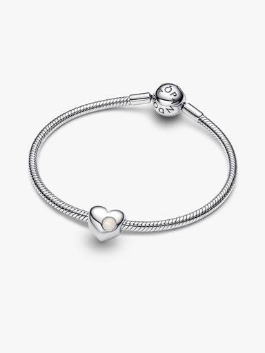 Gravierbares Weißer Stein Herz-Charm