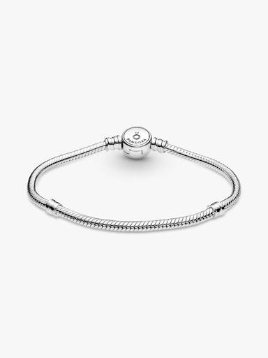 Pandora Moments Schlangen-Gliederarmband mit Funkelndem Blauem Scheibenverschluss