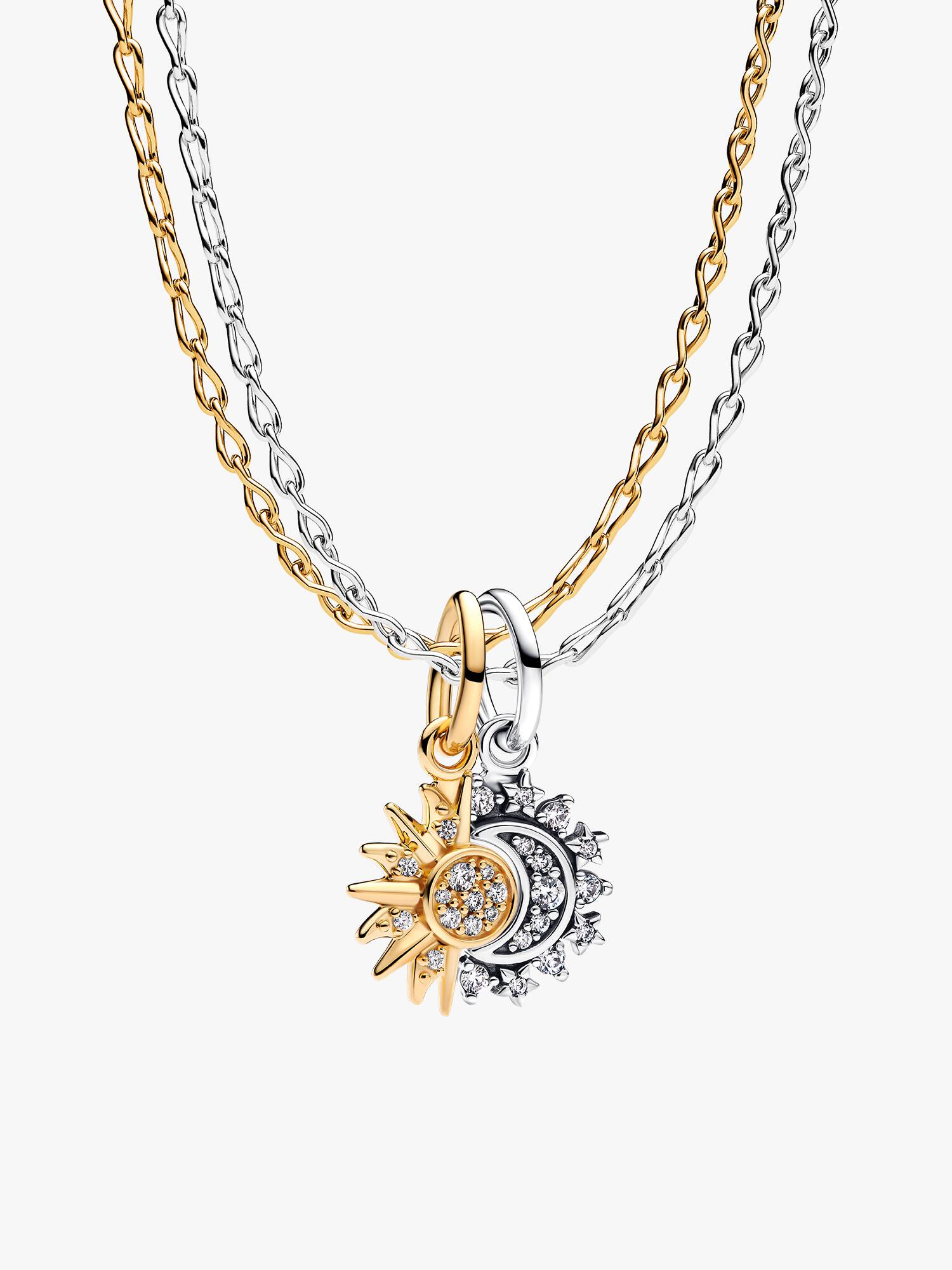 Seelenverwandt Teilbarer Sonne & Mond Charm & Ketten Set