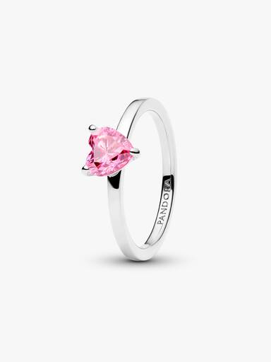 Funkelndes Rosa Herz Solitär-Ring